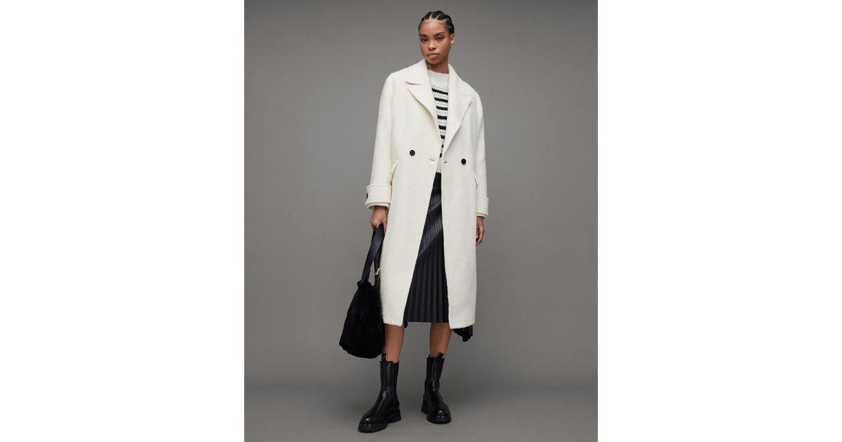 AllSaints Mabel Winnie Long Line Coat in Gray | Lyst