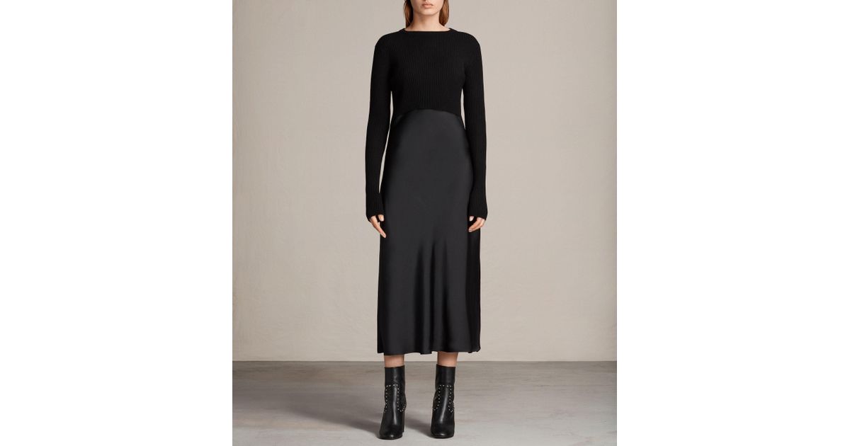 all saints kowlo roll neck dress