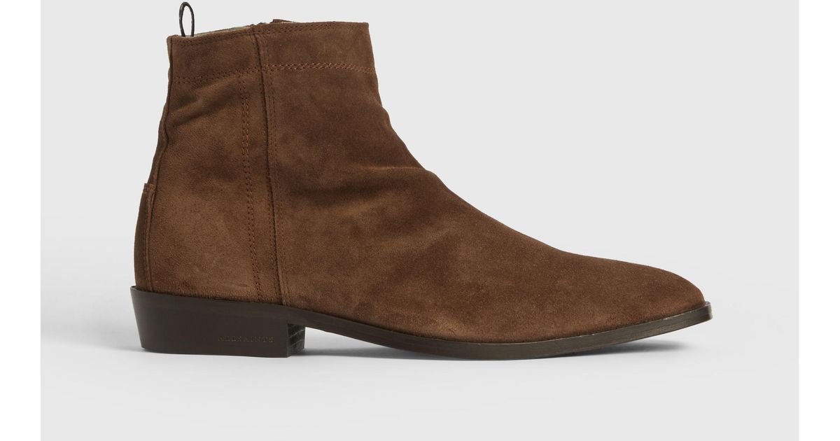 All Saints Black Harris Mid Zip Suede Boots Black Suede Bootie Harriet | SCHUTZ main image 2