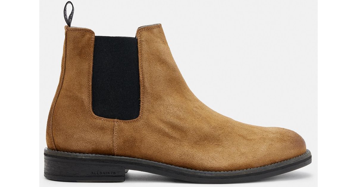 AllSaints Harley Suede Chelsea Boots in Brown for Men | Lyst