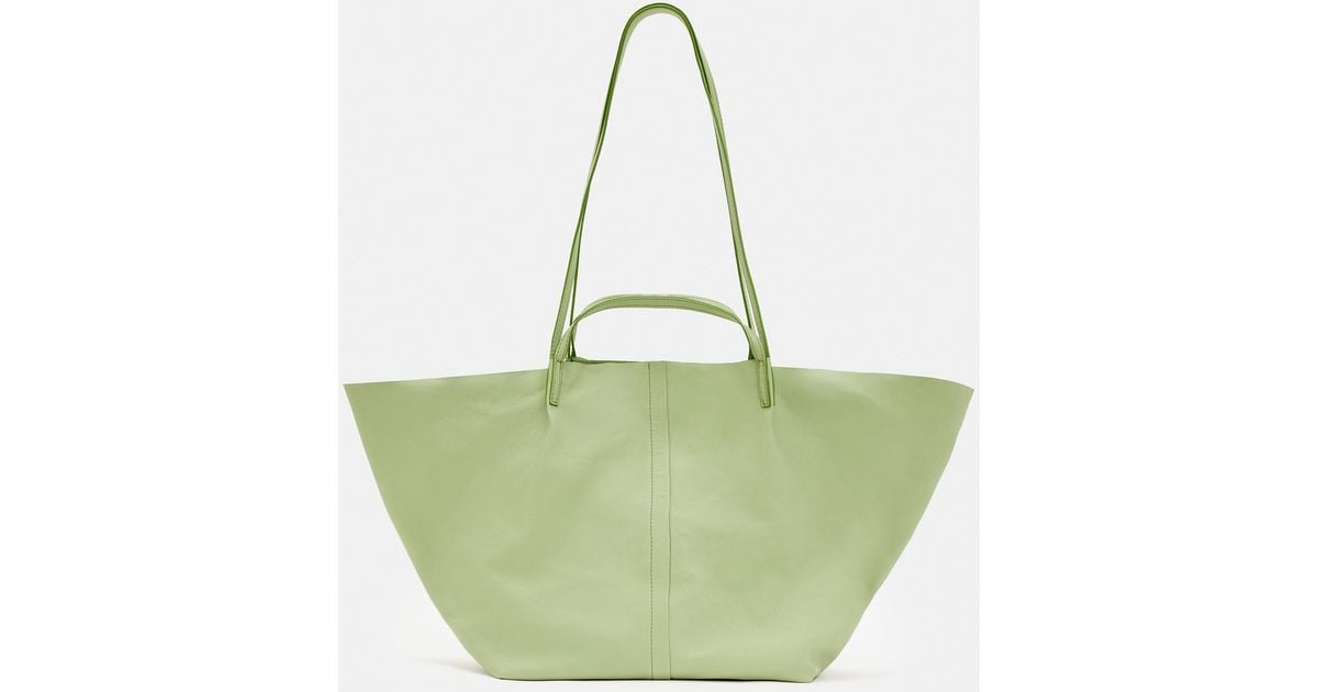 AllSaints Hannah Leather Tote Bag, in Green Lyst