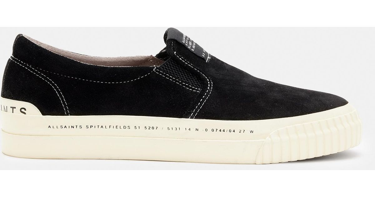 AllSaints Slip Suede Low Top Trainers in Black for Men | Lyst