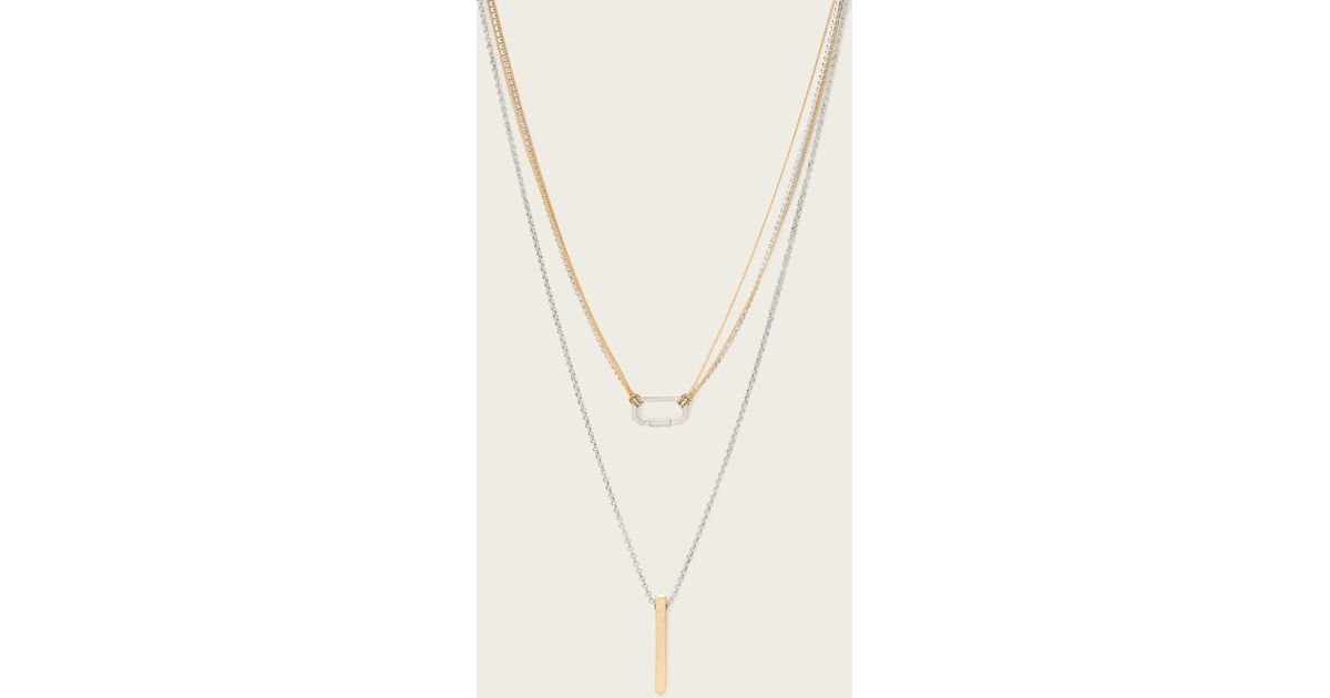 AllSaints April Double Necklace in Natural | Lyst