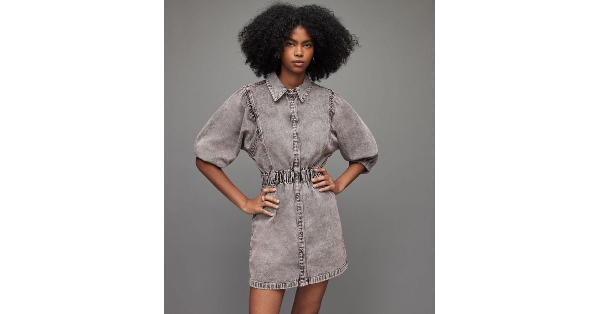 AllSaints Osa Denim Mini Dress in Washed Pink (Grey) Lyst Australia