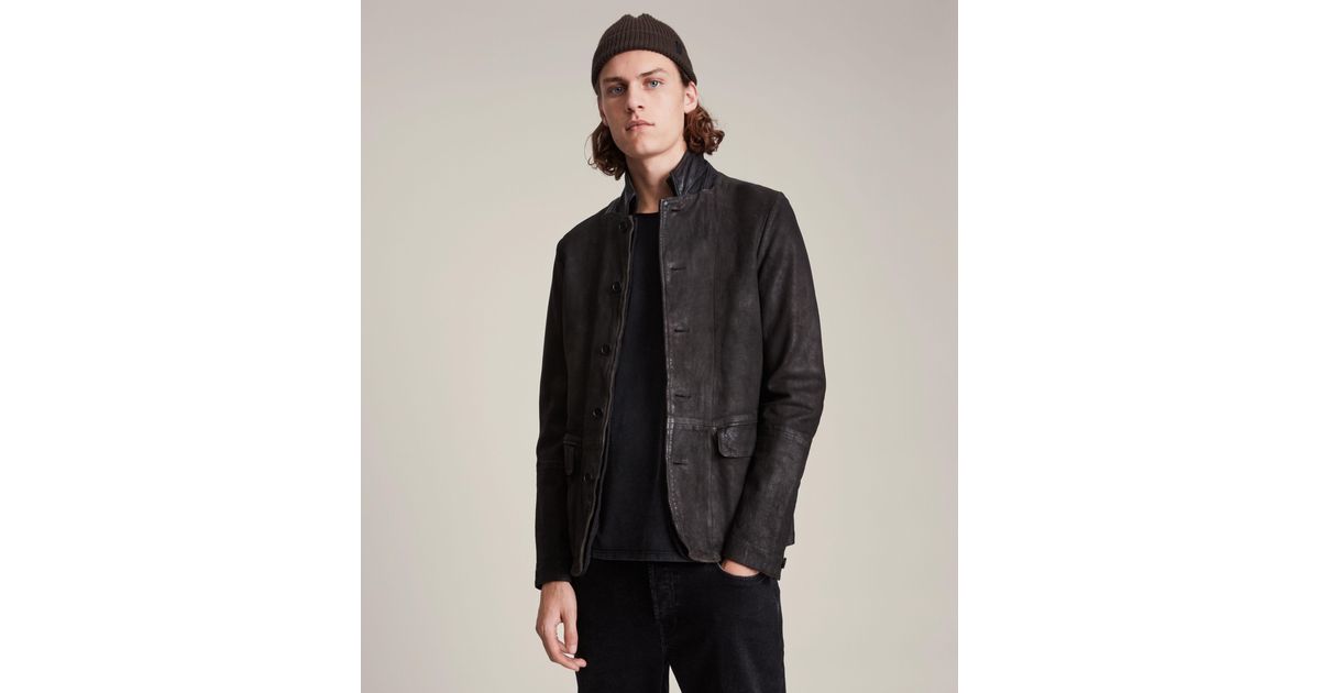 AllSaints Men's Slim Fit Survey Leather Blazer in Black for Men | Lyst