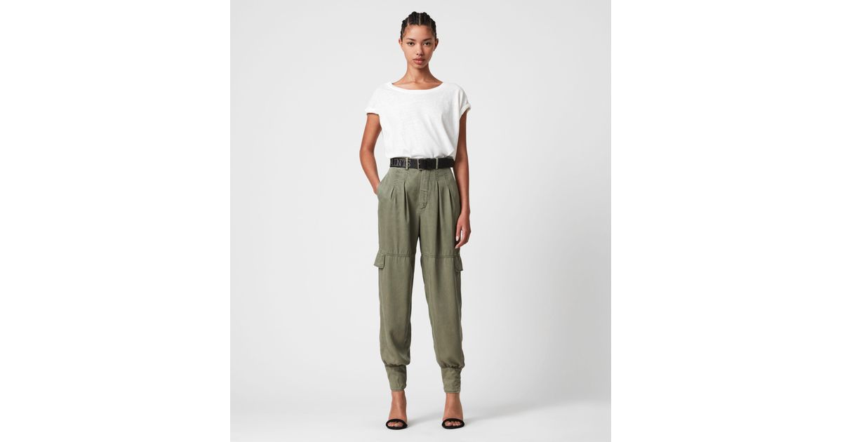 AllSaints Paxton Trousers Womens in Green | Lyst