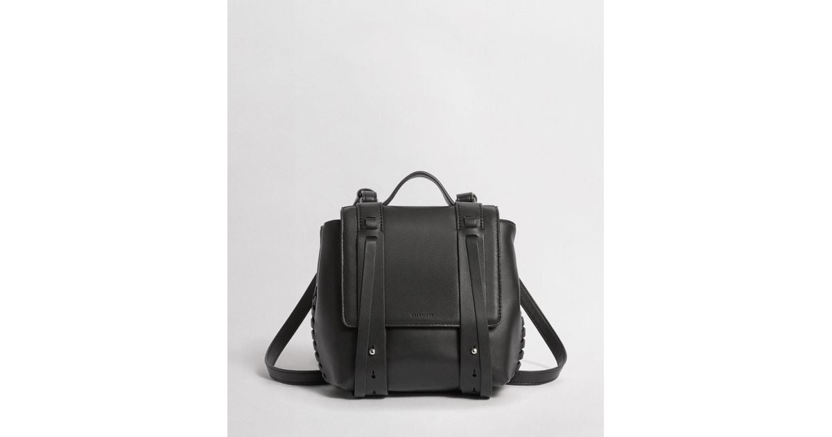 AllSaints Fin Leather Mini Backpack in Black | Lyst UK