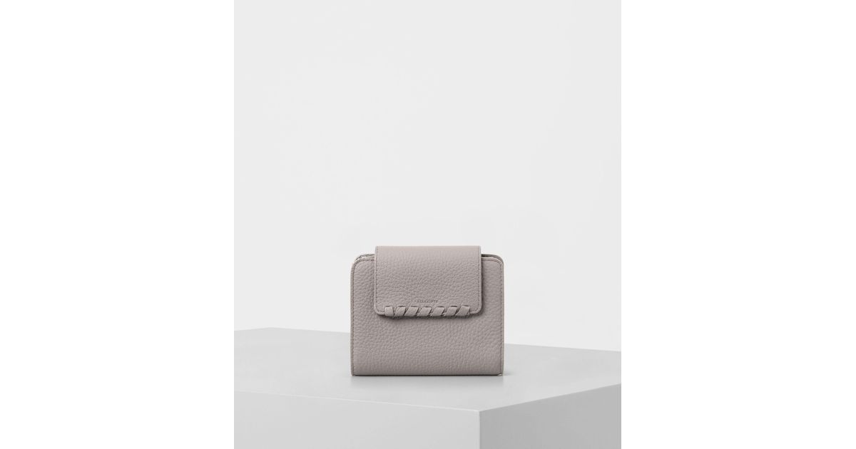 AllSaints Kita Mini Japanese Leather Wallet in Gray - Lyst