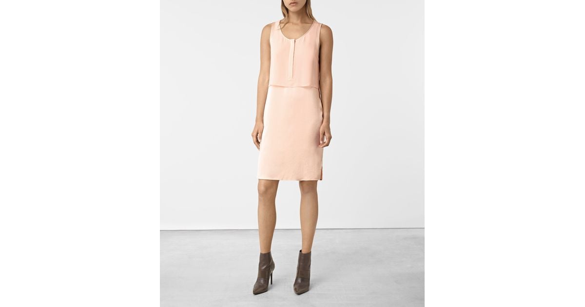 sleeveless eggshell pink shift dress