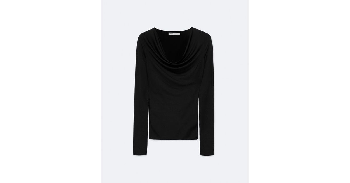Lilla AllSaints Lilla Cowl-Neck Slim-Fit Top in Black | Lyst UK