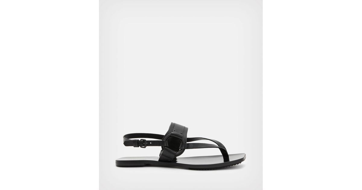 AllSaints Women's Bayley Leather Sandals in Black | Lyst Canada