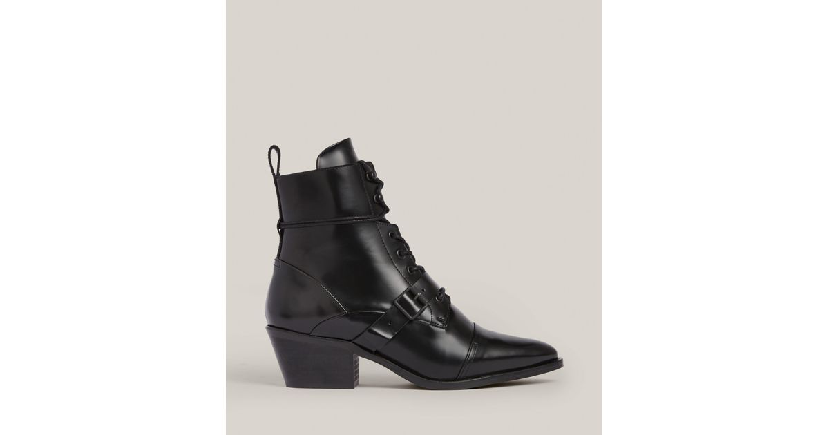AllSaints Leather Katy Poli Boots, in Black | Lyst Canada