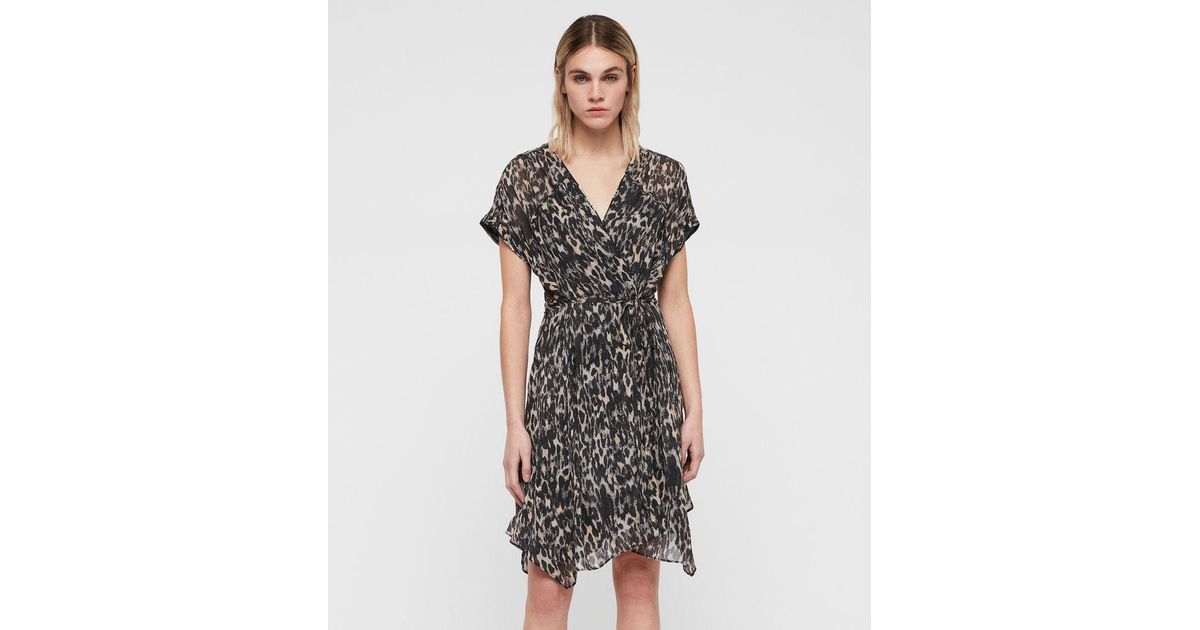 all saints claria leopard dress