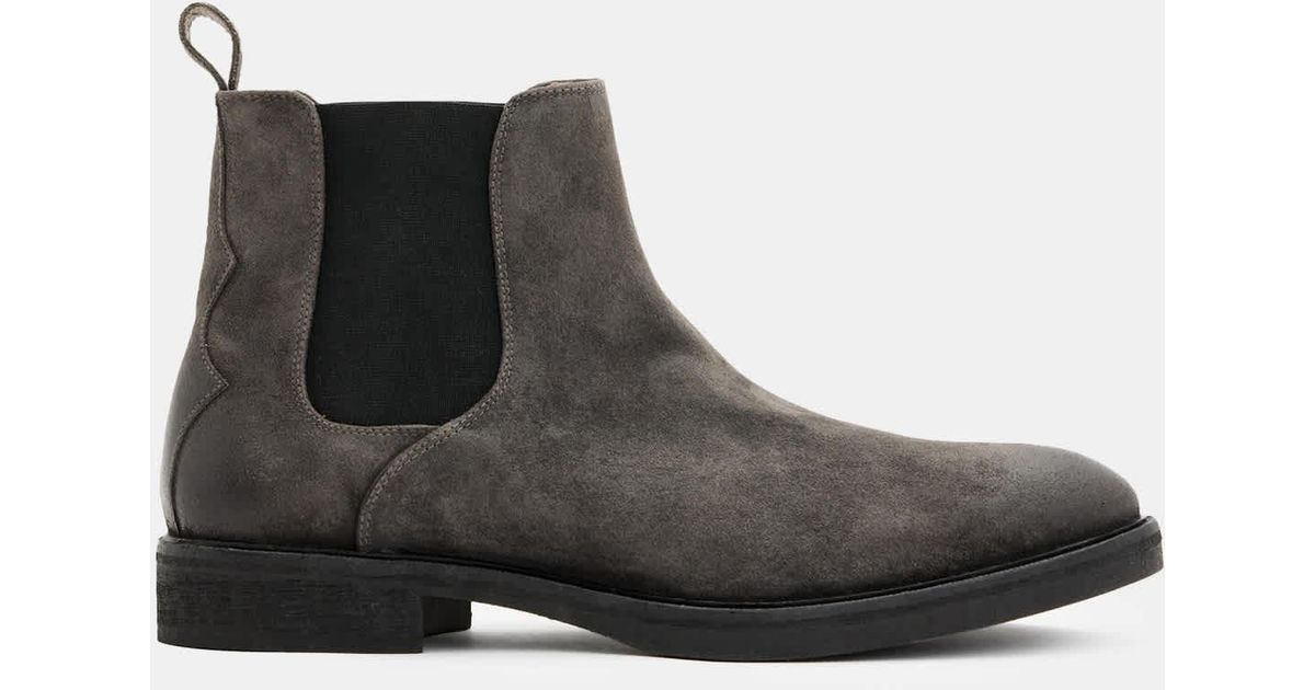 AllSaints Creed Suede Chelsea Boots,, Charcoal in Grey for 