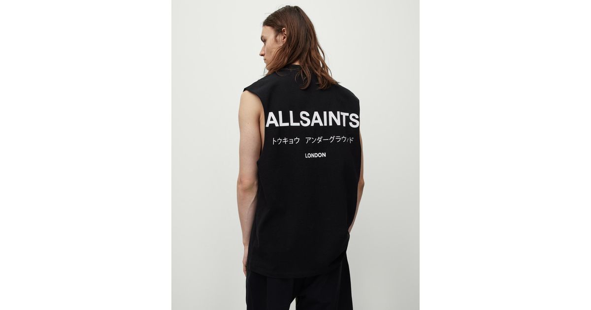 AllSaints Underground Sleeveless Crew Tank Top in Black for Men | Lyst