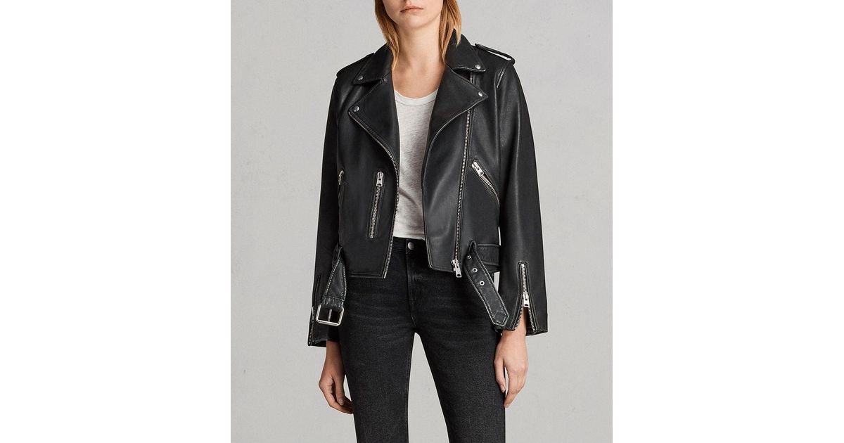 Allsaints Vintage Balfern Leather Biker Jacket In Black Lyst