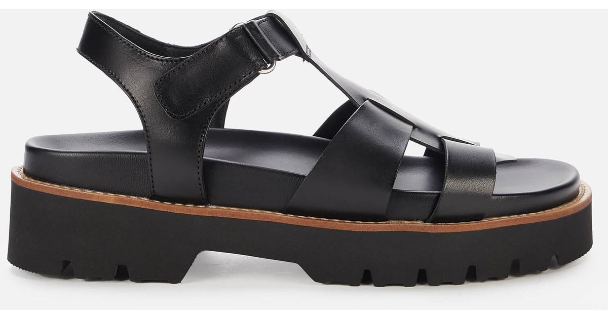 Whistles Leather Khari Caged Sandals in Black | Lyst