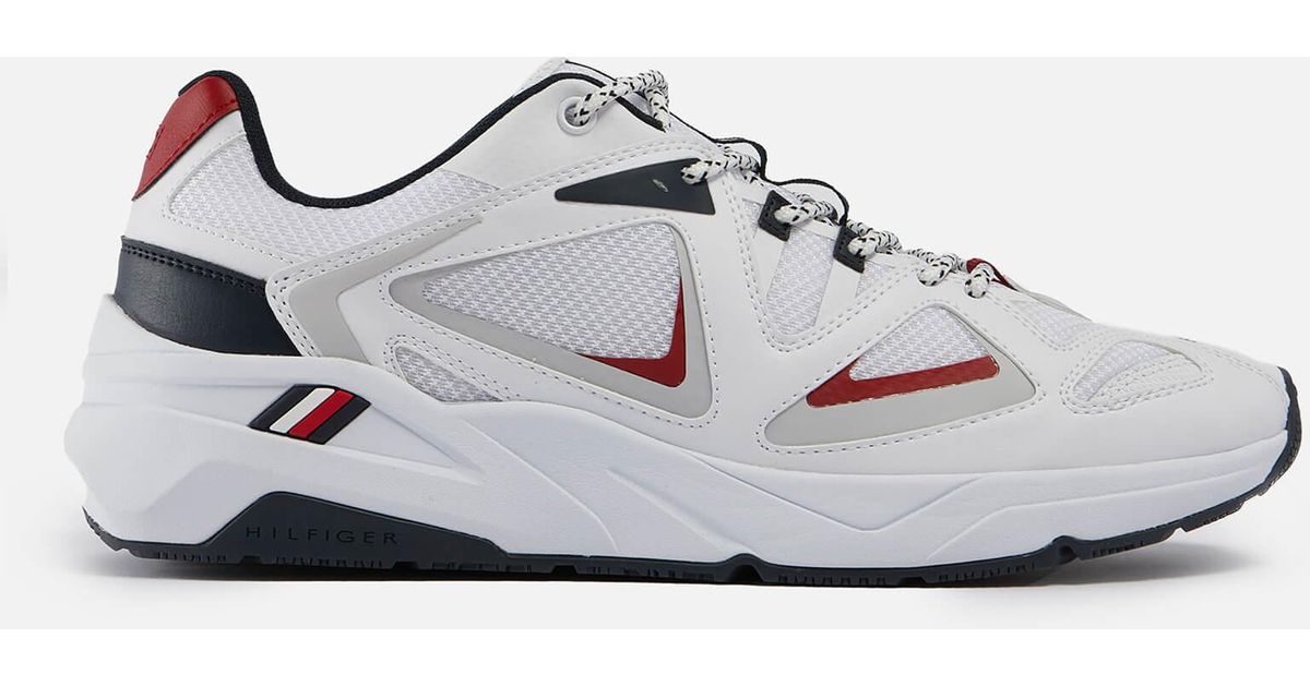 Tommy Hilfiger Panelled Mesh And Faux Leather Runningstyle Trainers in