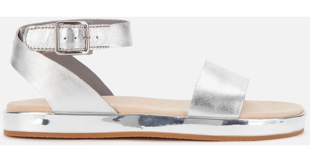 Clarks Leather Botanic Ivy Flat Sandals in Silver (Metallic) | Lyst