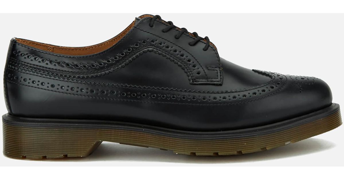 dr martens kelvin brogues in black polished smooth