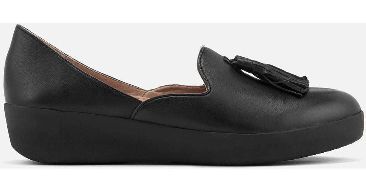 Fitflop Leather Tassel Superskate D'orsay Loafers in Black | Lyst