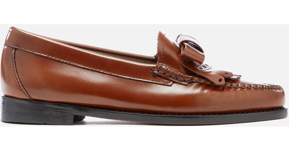 G.H. Bass & Co. Esther Bow Leather Loafers in Tan (Brown) | Lyst