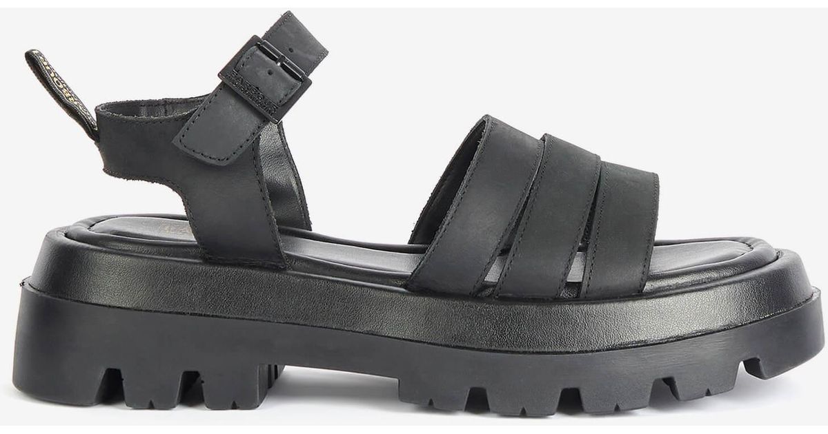 Barbour Leather Sandals in Black | Lyst