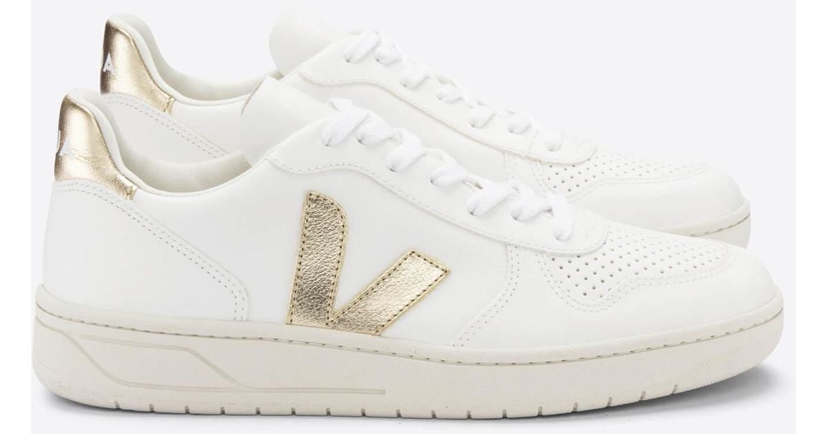 Veja V10 Chromefree Leather Trainers in White Lyst