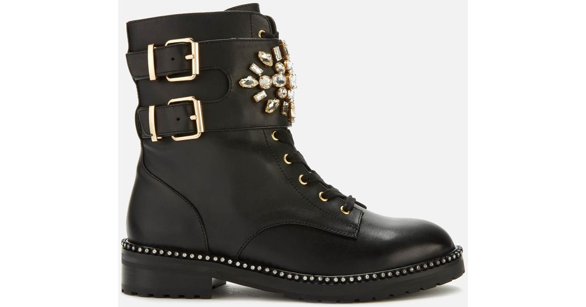 Kurt Geiger Stoop Leather Lace Up Boots in Black - Lyst