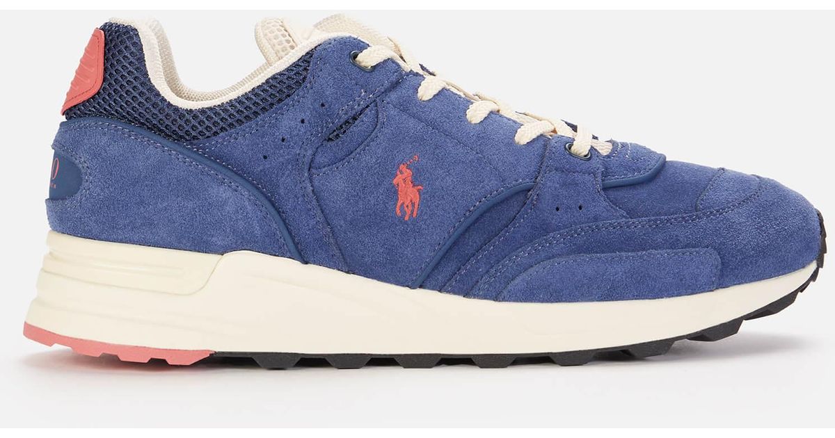 Polo Ralph Lauren Trackster 200 Suede Running Style Trainers in Blue ...
