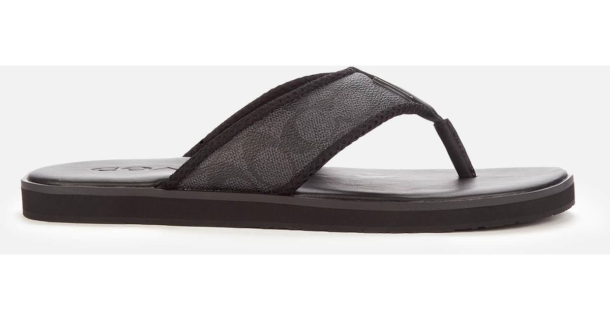 COACH Canvas Signature Flip Flops in Black/Grey (Black) for Men | Lyst