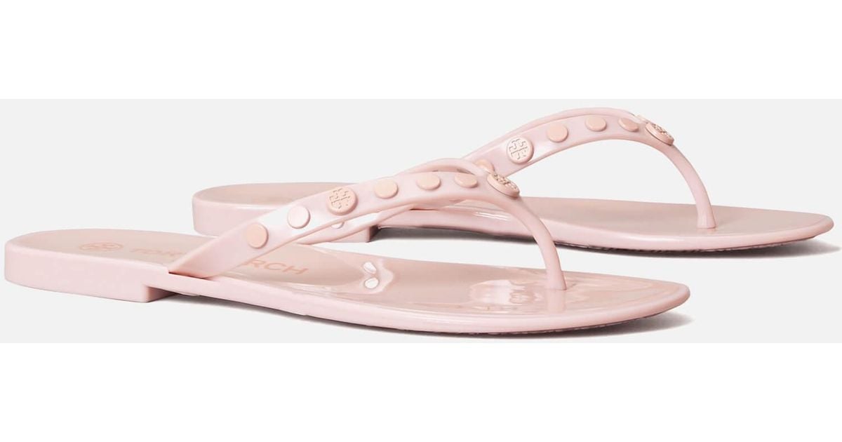 Tory Burch Rubber Studded Jelly Flip Flops in Pink | Lyst