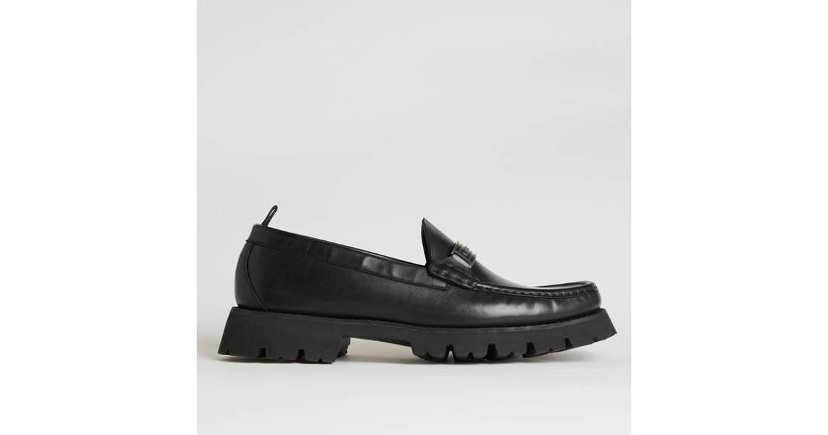Karl Lagerfeld Mokassino Lug Leather Loafers in Black for Men | Lyst Canada