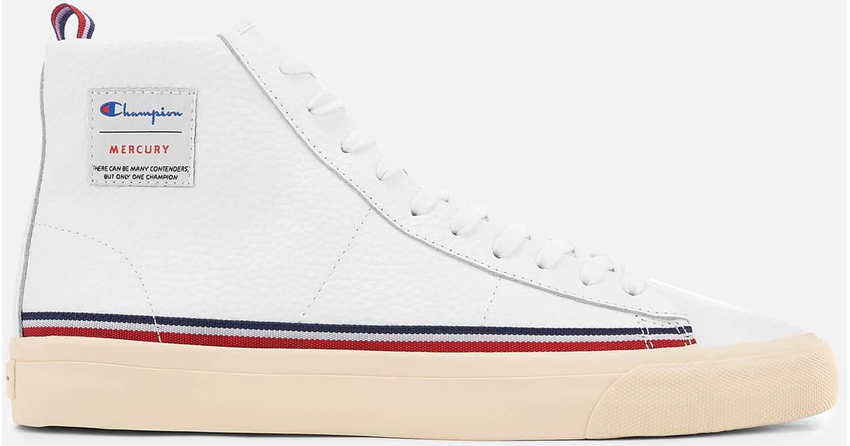 Champion Mercury Mid Leather Trainers in White for Men | Lyst
