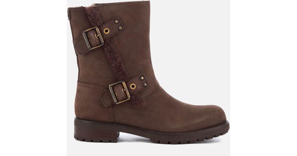 UGG Women's Niels Leather Biker Boots in Brown | Lyst UK