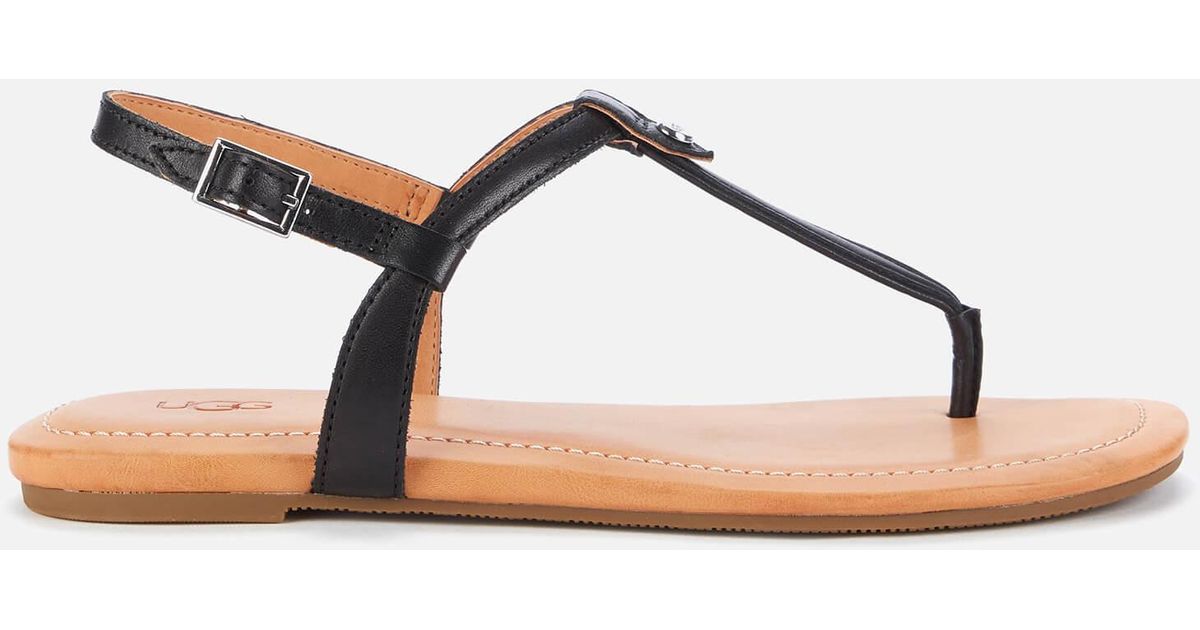 UGG Madeena Leather Toe Post Sandals in Black Lyst UK