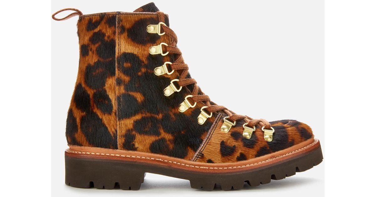 Grenson Nanette Leopard Print Pony Hiking Style Boots in Brown Lyst UK