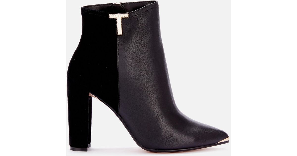 Ted Baker Qinala T Detail Leather Boots in Black - Lyst