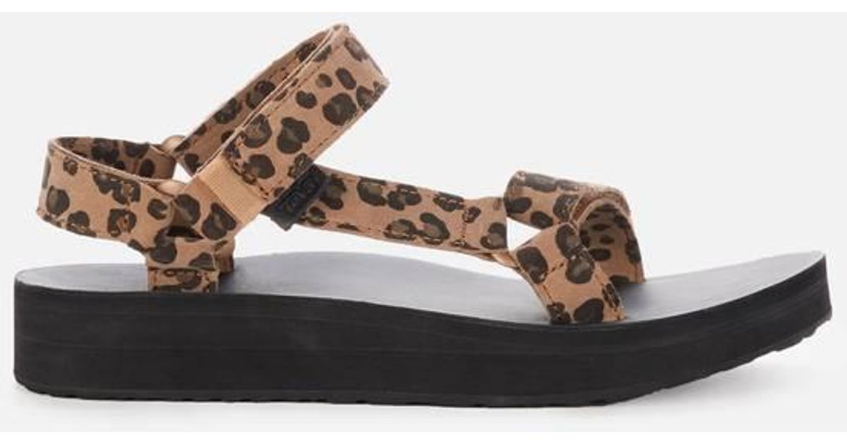 Teva Leather Midform Universal Sandals in Leopard-Print (Brown) | Lyst