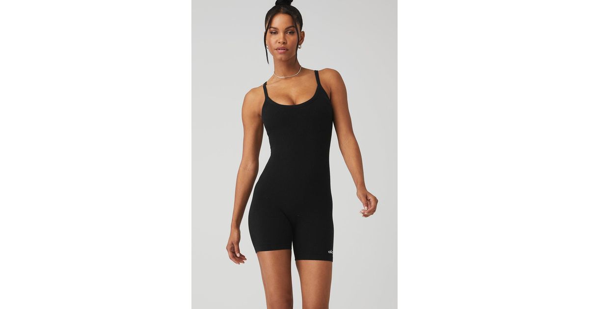 Alo Yoga Alo Yoga Seamless Ribbed Mellow Onesie in Black Lyst