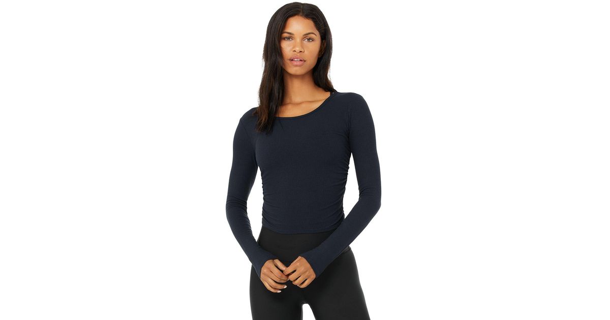 Alo Yoga Gather Long Sleeve Top in Dark 