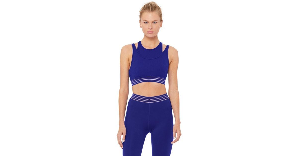 Alo Yoga Synthetic Gaze Layered Bra In Sapphire Blue Lyst