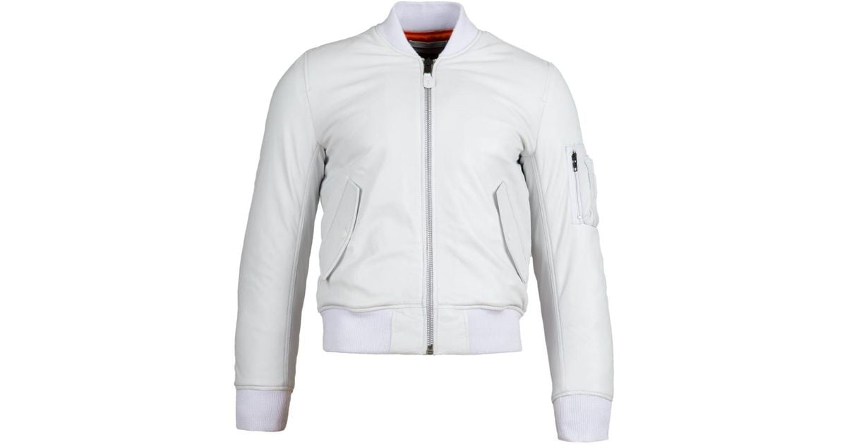 Alpha Industries Ma-1 Phantom Leather Jacket in White for Men | Lyst