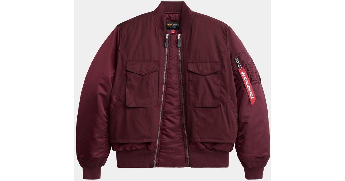 Alpha Industries Ma-1 Mixed Cotton Flight Jacket in Red for Men | Lyst