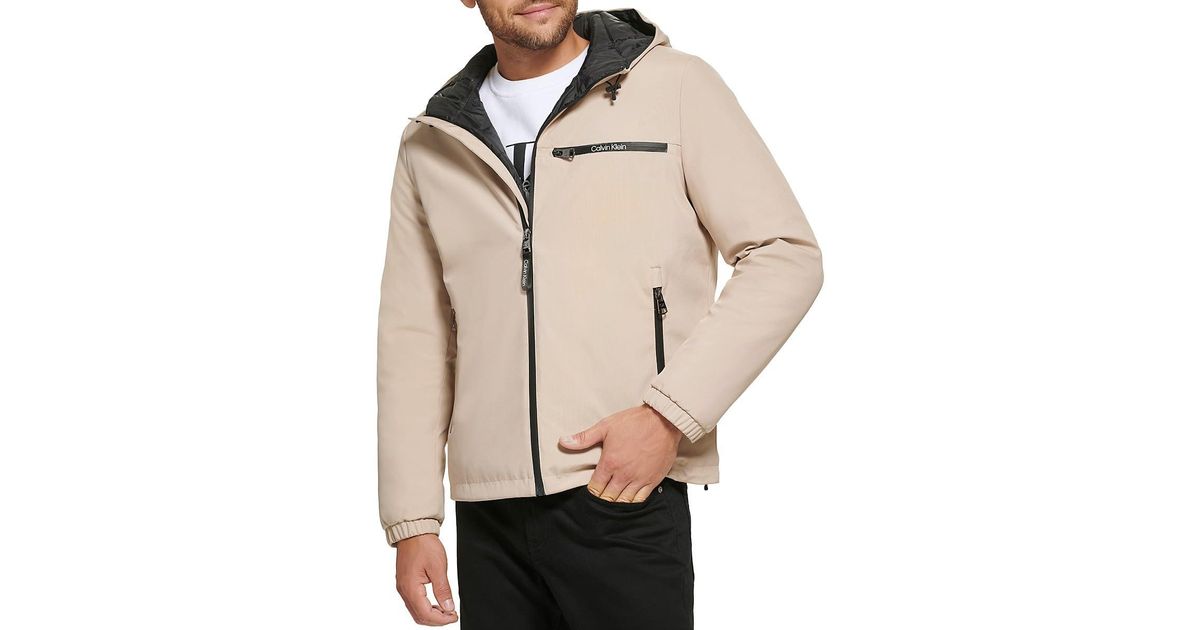 Calvin Klein Classic Hooded Stretch Jacket in Natural for Men | Lyst
