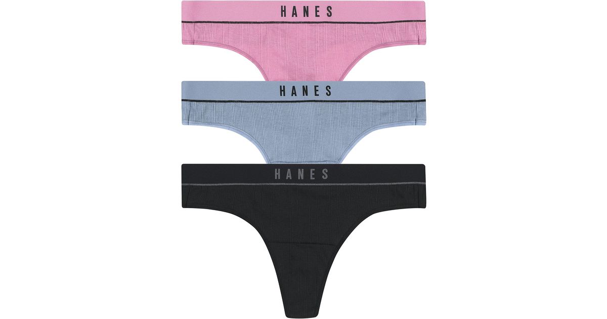 Hanes Synthetic Retro Rib Thong Underwear Lyst