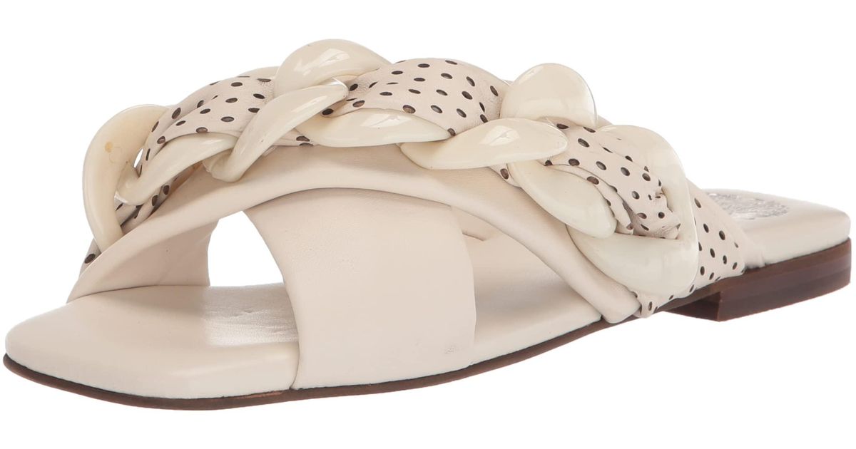 Vince Camuto Leather Azori Flat Sandal in White | Lyst