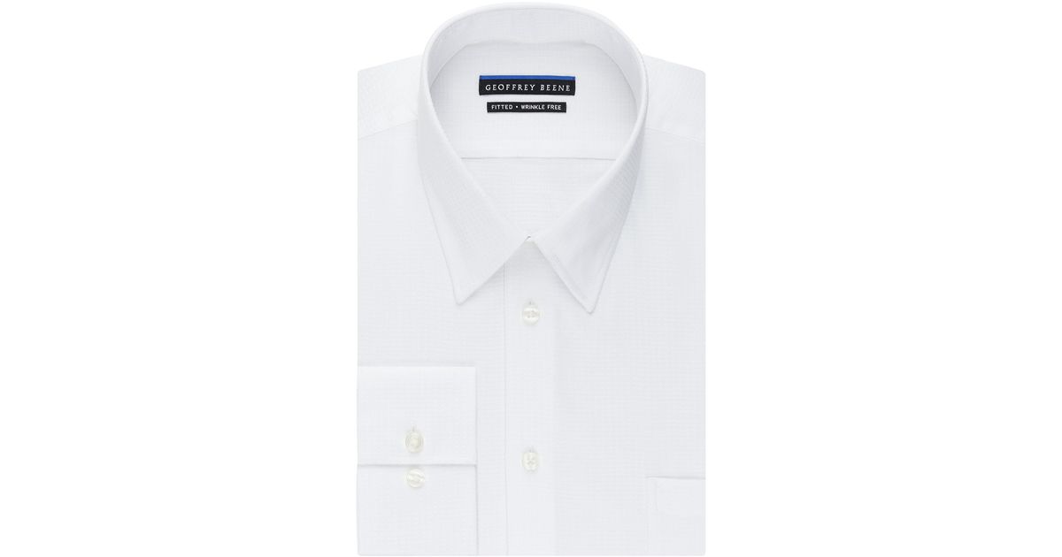 Geoffrey Beene Dress Shirt Micro Chip Sateen Fitted Solid in White for ...