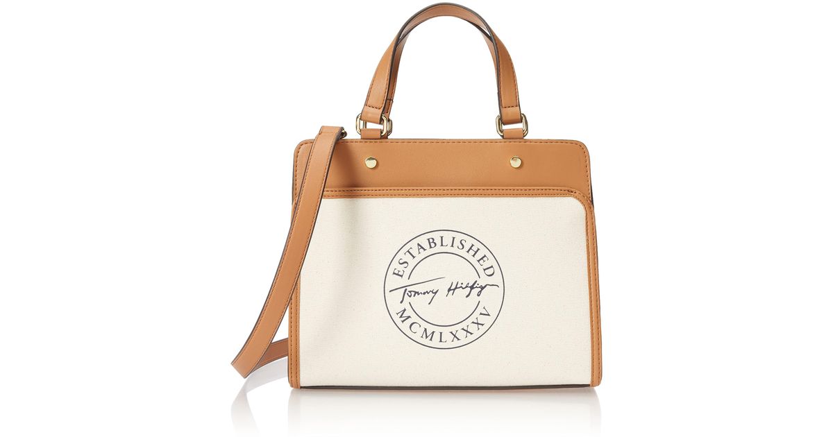 Tommy Hilfiger Quinn Satchel Bag in Natural Lyst