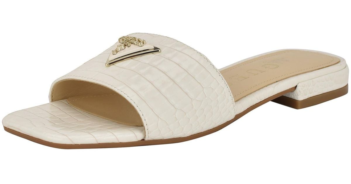 GUESS Women's Tameli Flat Sandal - Quilted Slide With Iconic Triangle Detail - View #4